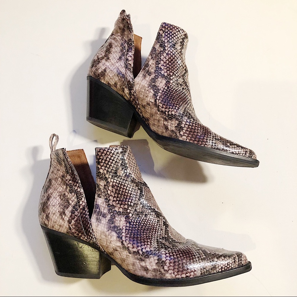 Jeffery Campbell Rella Taupe Snake Ankle Boot